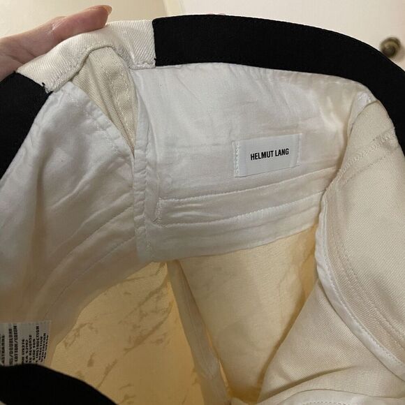 HELMUT LANG ivory beige marble abstract leggings US 27 - Picture 2 of 7